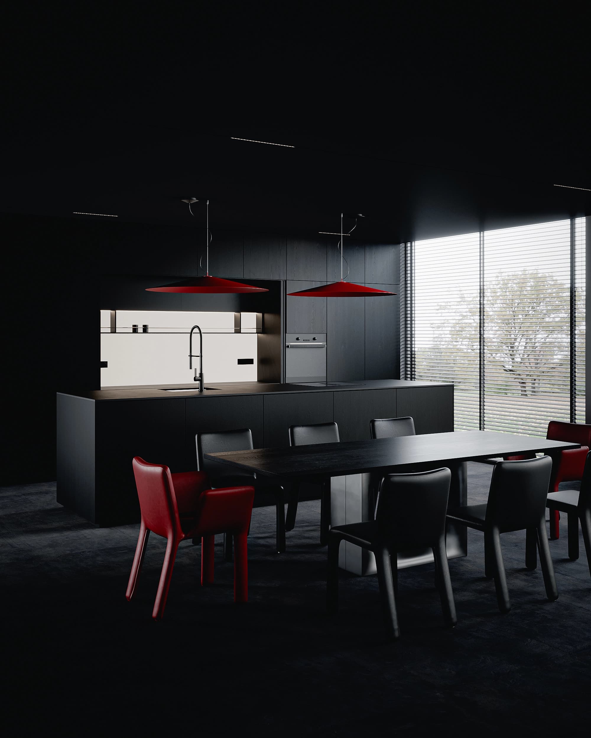 Residential — Red Kitchen interior design by Kamyar Ayat